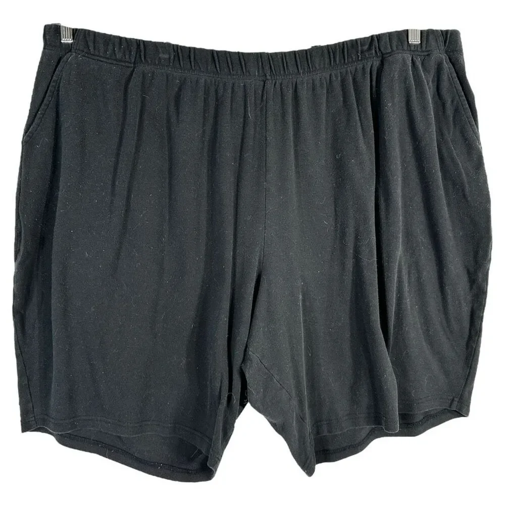 Roamans Plus Size 5XP Shorts 38W 40W Black Elastic Waist‎ Pockets Petite 1239